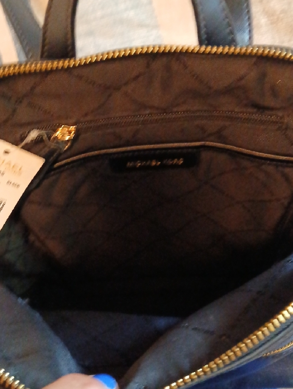 Michael Kors Black Pebbled Leather Backpack with Gold Hardware - Picture 3 of 4